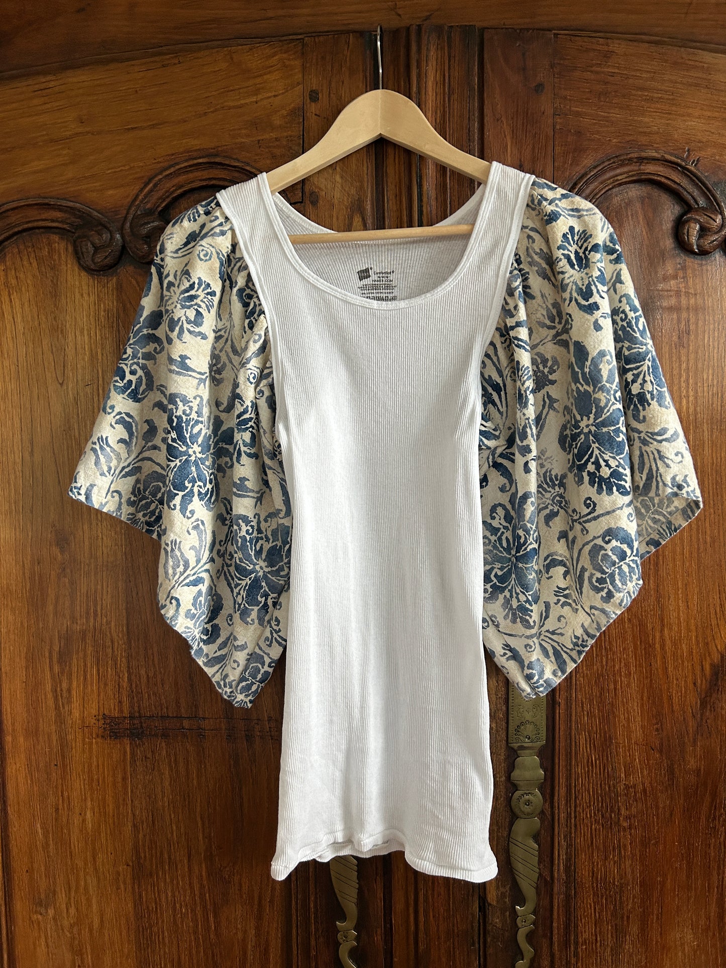 Dee Tee - White with Blue Floral - M